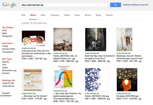  Google Bilder suche: Alle indexierten Bilder Ihrer Website